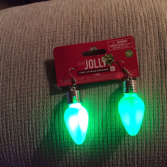 Christmas Green Light Up Bulb Earrings - Picture 2 of 3